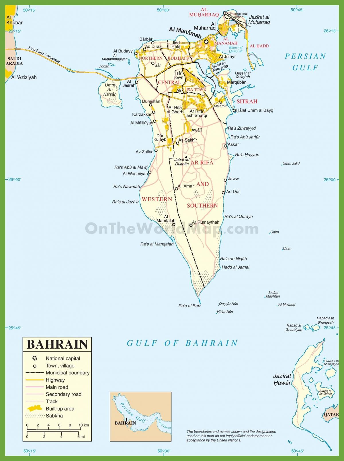 Bahrainu gradova mapu