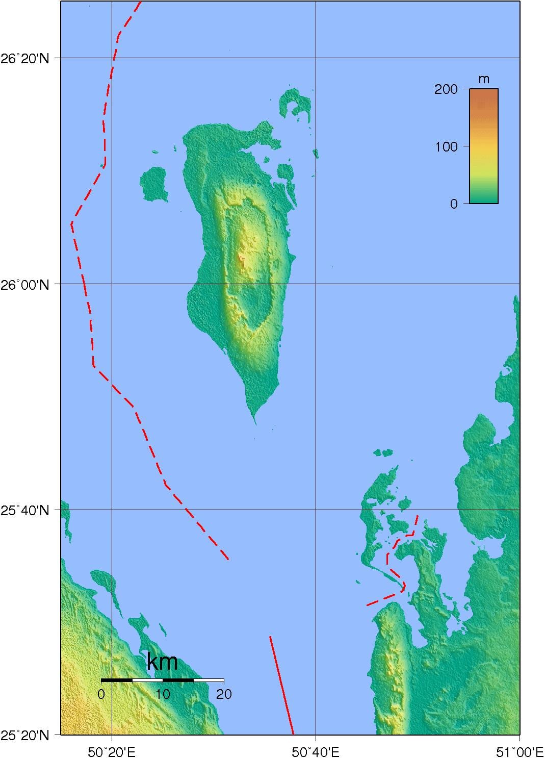 mapa Bahrainu fizički