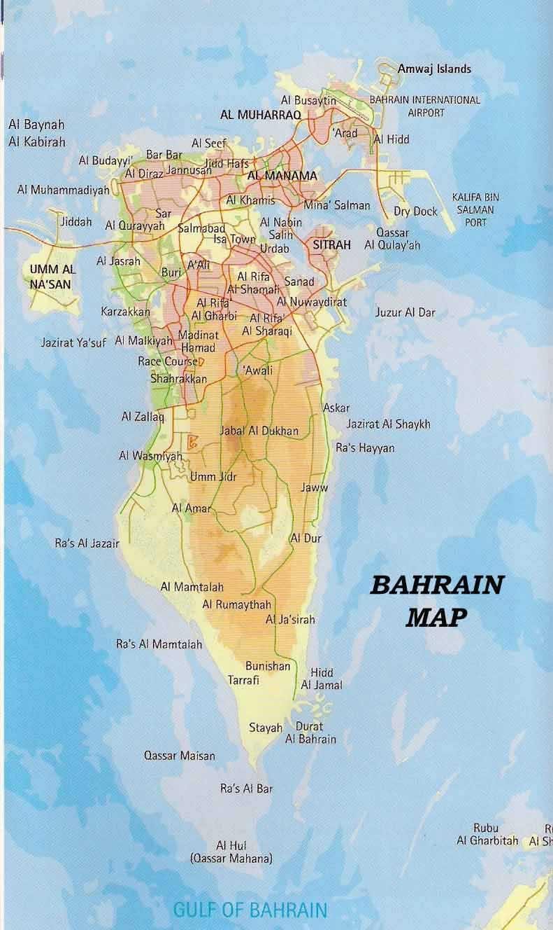 Bahrainu mapa sa mjesta