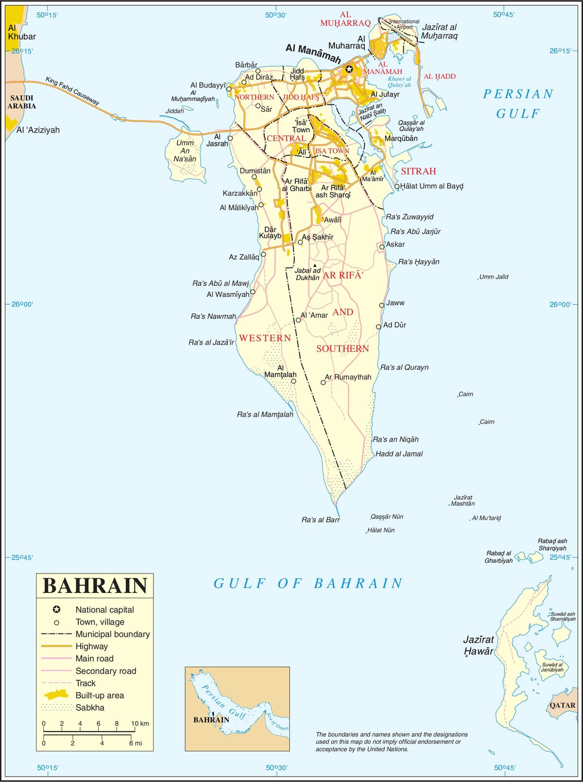 Bahrainu politički mapu