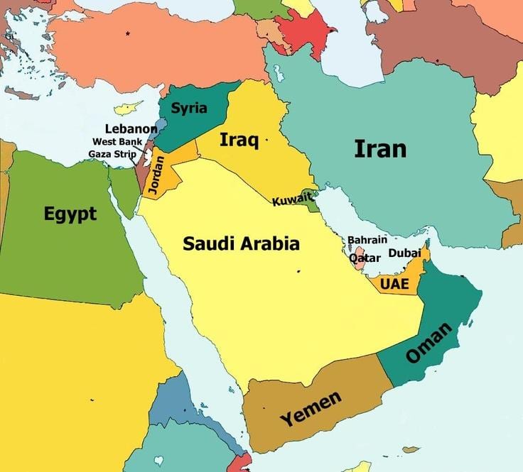 mapa Bahrainu i okolno podrucje
